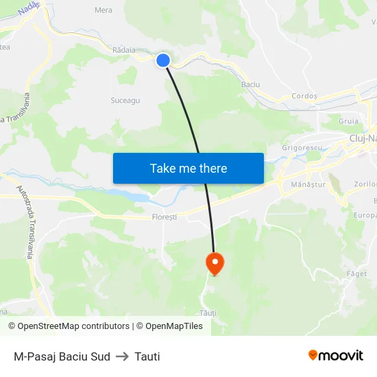 M-Pasaj Baciu Sud to Tauti map