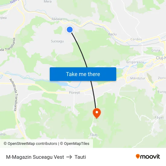 M-Magazin Suceagu Vest to Tauti map