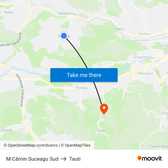 M-Cămin Suceagu Sud to Tauti map