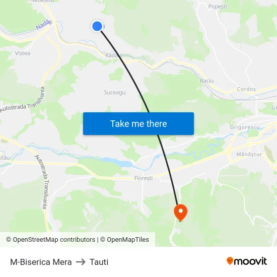 M-Biserica Mera to Tauti map