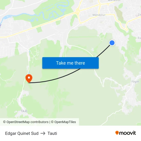 Edgar Quinet Sud to Tauti map