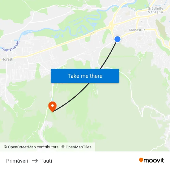 Primăverii to Tauti map