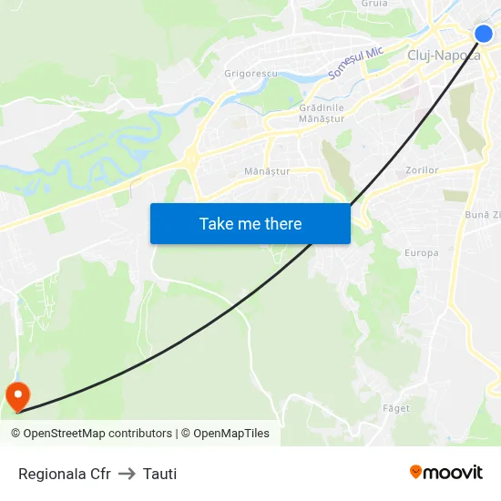 Regionala Cfr to Tauti map
