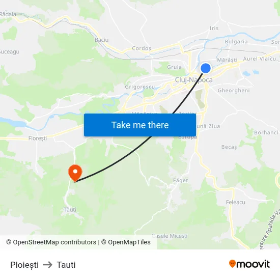 Ploiești to Tauti map