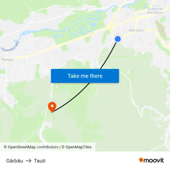 Gârbău to Tauti map