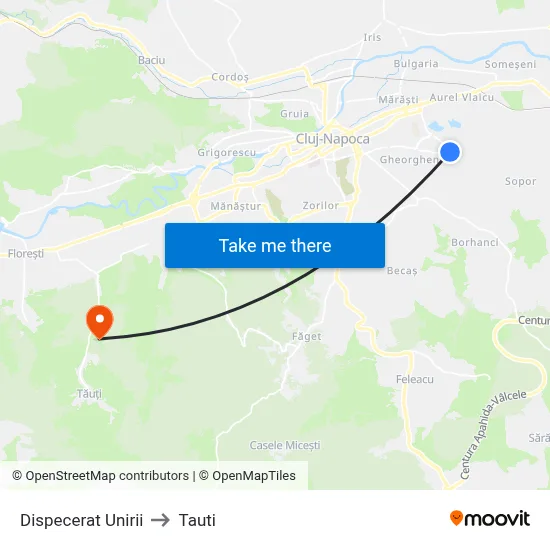 Dispecerat Unirii to Tauti map