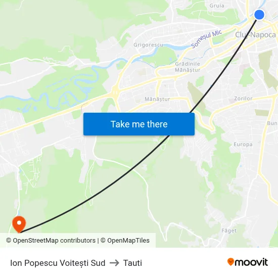 Ion Popescu Voitești Sud to Tauti map