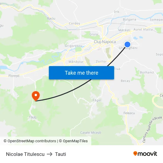 Nicolae Titulescu to Tauti map