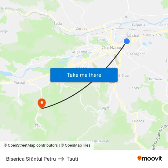 Biserica Sfântul Petru to Tauti map