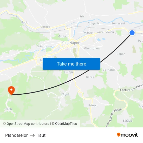 Planoarelor to Tauti map