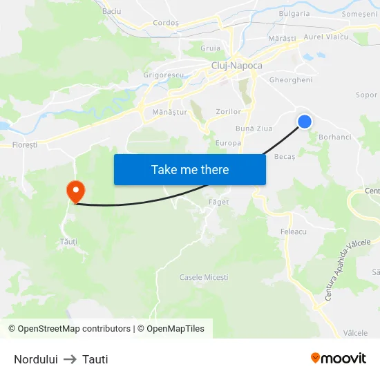 Nordului to Tauti map
