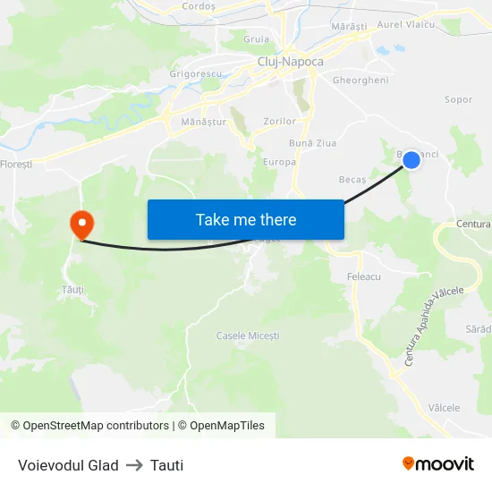 Voievodul Glad to Tauti map