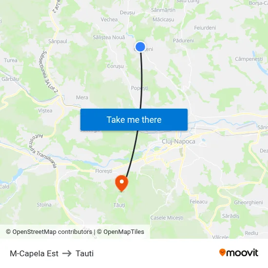 M-Capela Est to Tauti map