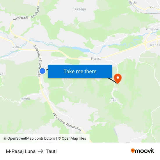 M-Pasaj Luna to Tauti map