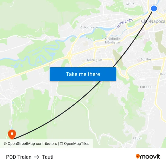 POD Traian to Tauti map