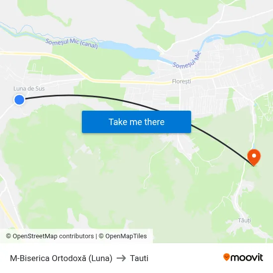 M-Biserica Ortodoxă (Luna) to Tauti map