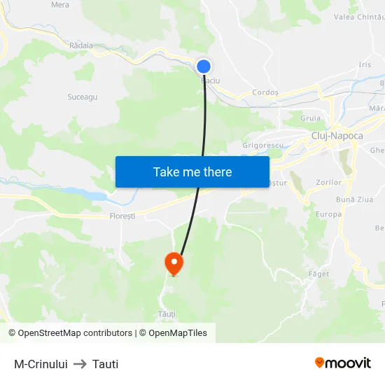 M-Crinului to Tauti map