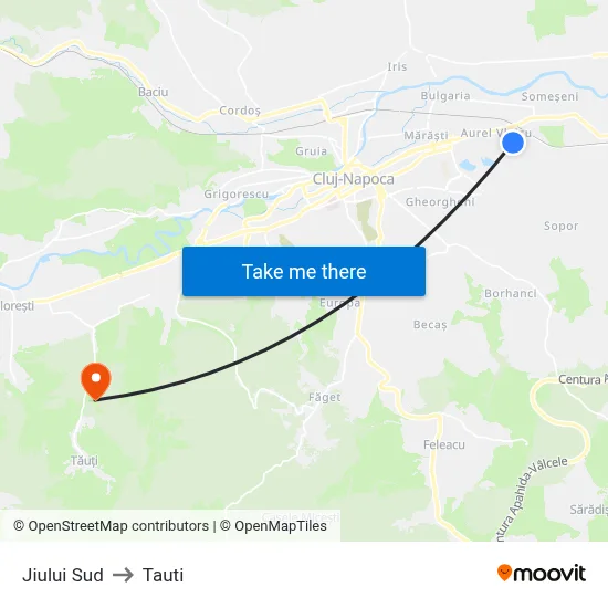 Jiului Sud to Tauti map