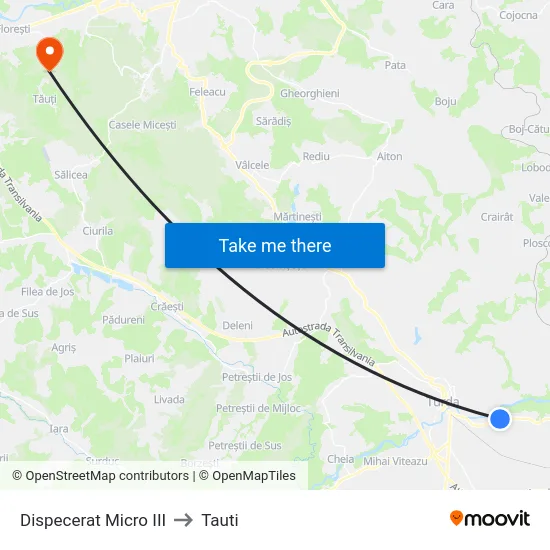 Dispecerat Micro III to Tauti map