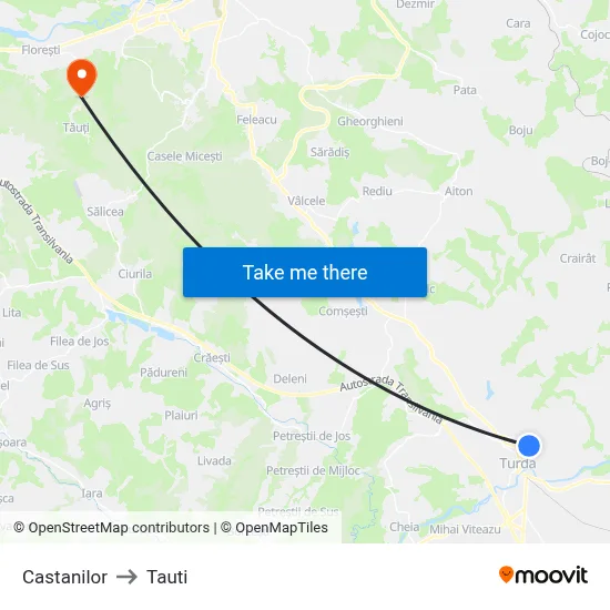 Castanilor to Tauti map