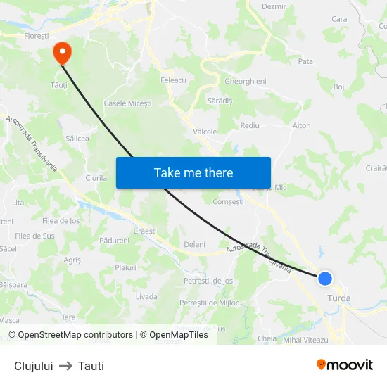 Clujului to Tauti map