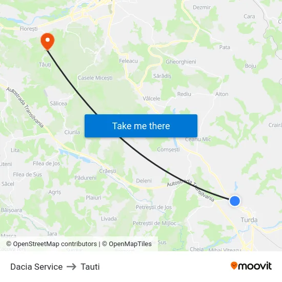 Dacia Service to Tauti map