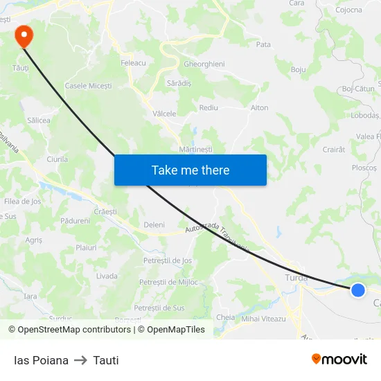 Ias Poiana to Tauti map