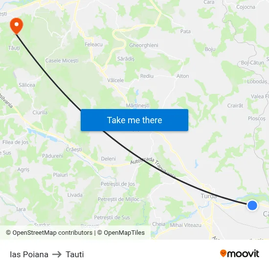 Ias Poiana to Tauti map