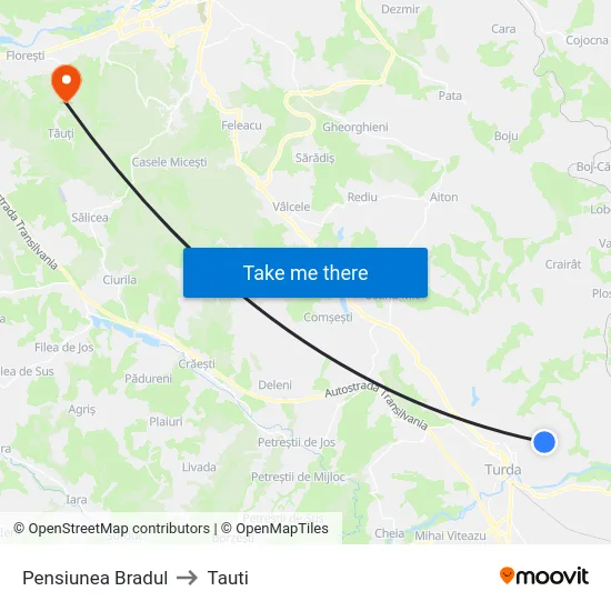 Pensiunea Bradul to Tauti map