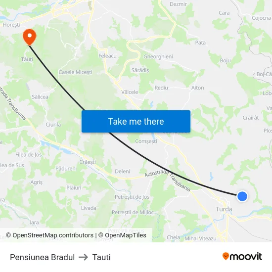 Pensiunea Bradul to Tauti map