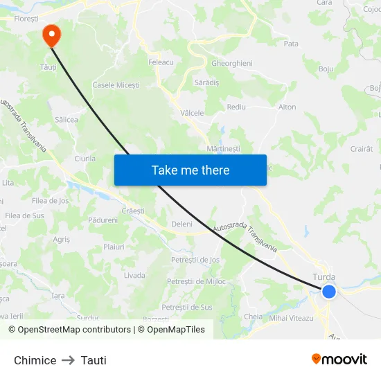 Chimice to Tauti map