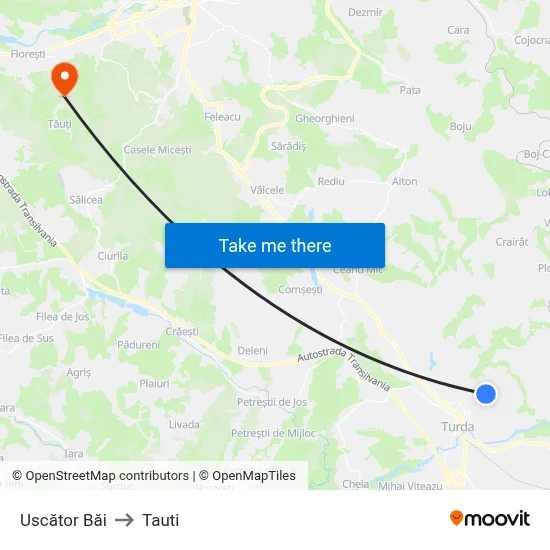 Uscător Băi to Tauti map