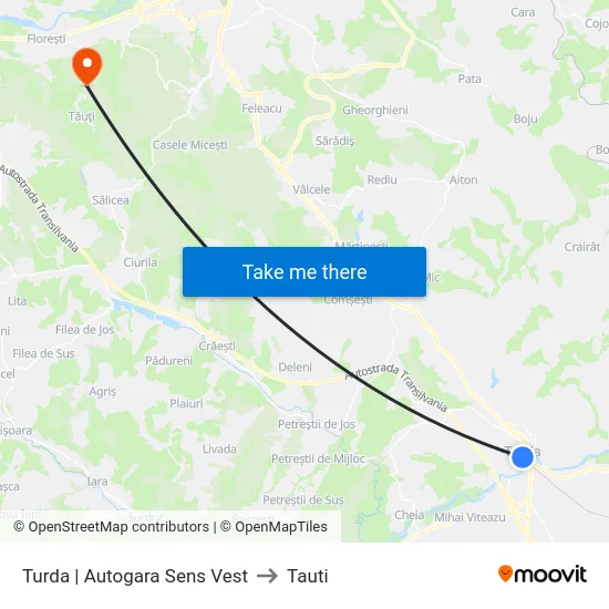 Turda | Autogara Sens Vest to Tauti map