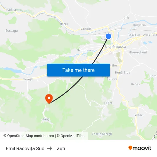 Emil Racoviță Sud to Tauti map