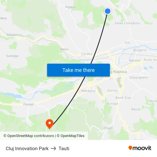 Cluj Innovation Park to Tauti map