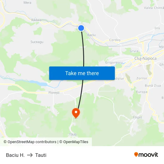 Baciu H. to Tauti map