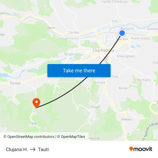 Clujana H. to Tauti map