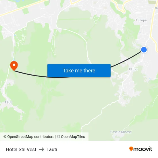 Hotel Stil Vest to Tauti map