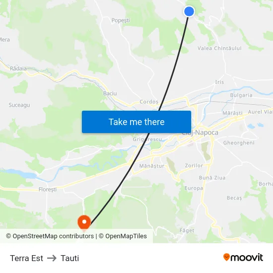 Terra Est to Tauti map