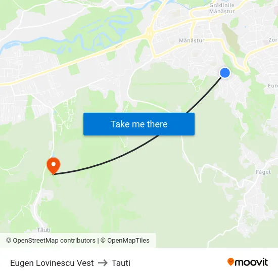 Eugen Lovinescu Vest to Tauti map