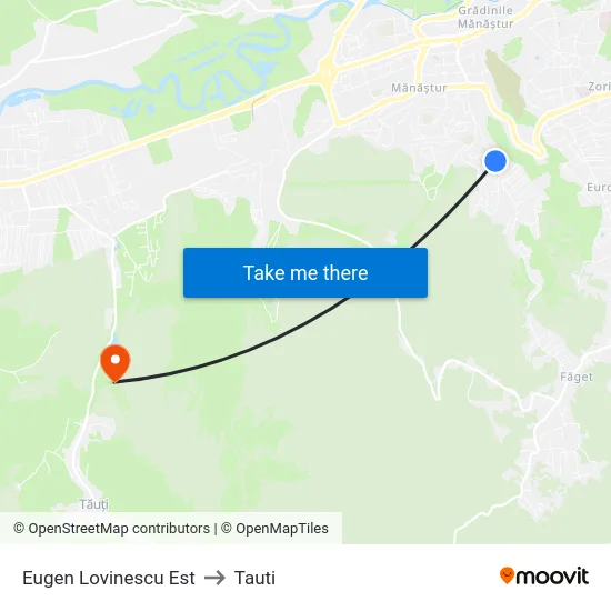 Eugen Lovinescu Est to Tauti map