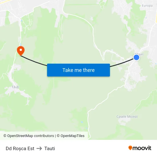 Dd Roșca Est to Tauti map