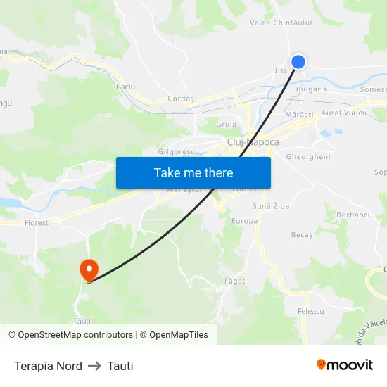 Terapia Nord to Tauti map