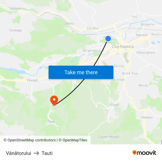 Vânătorului to Tauti map