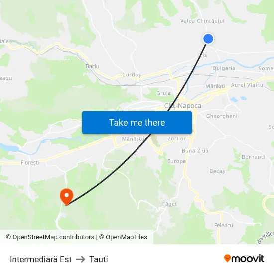 Intermediară Est to Tauti map
