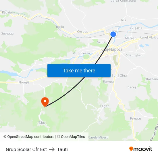 Grup Școlar Cfr Est to Tauti map