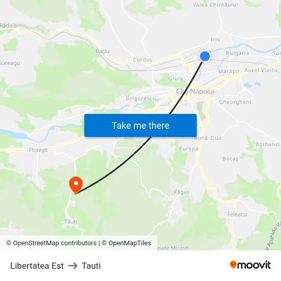 Libertatea Est to Tauti map