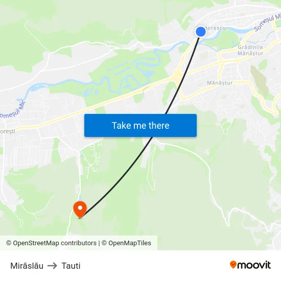 Mirăslău to Tauti map