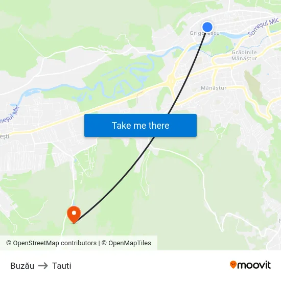 Buzău to Tauti map