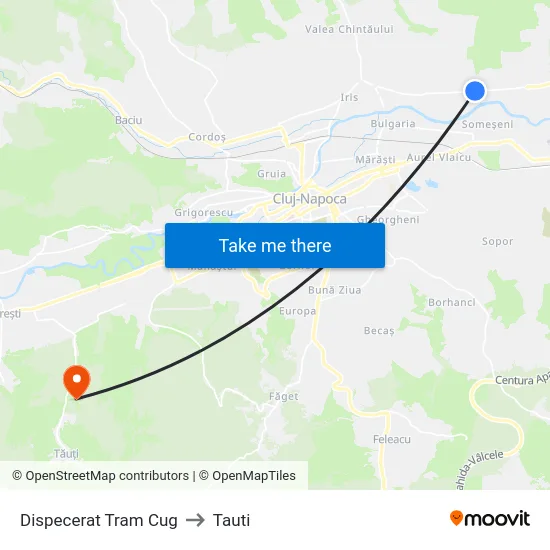 Dispecerat Tram Cug to Tauti map
